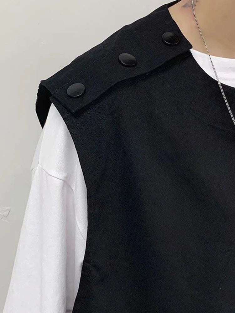 HOUZHOU Techwear Vest Men's T-shirt with Short Sleeves T-shirts Black Sleeveless Vest Men Coat Summer Streetwear Hip Hop