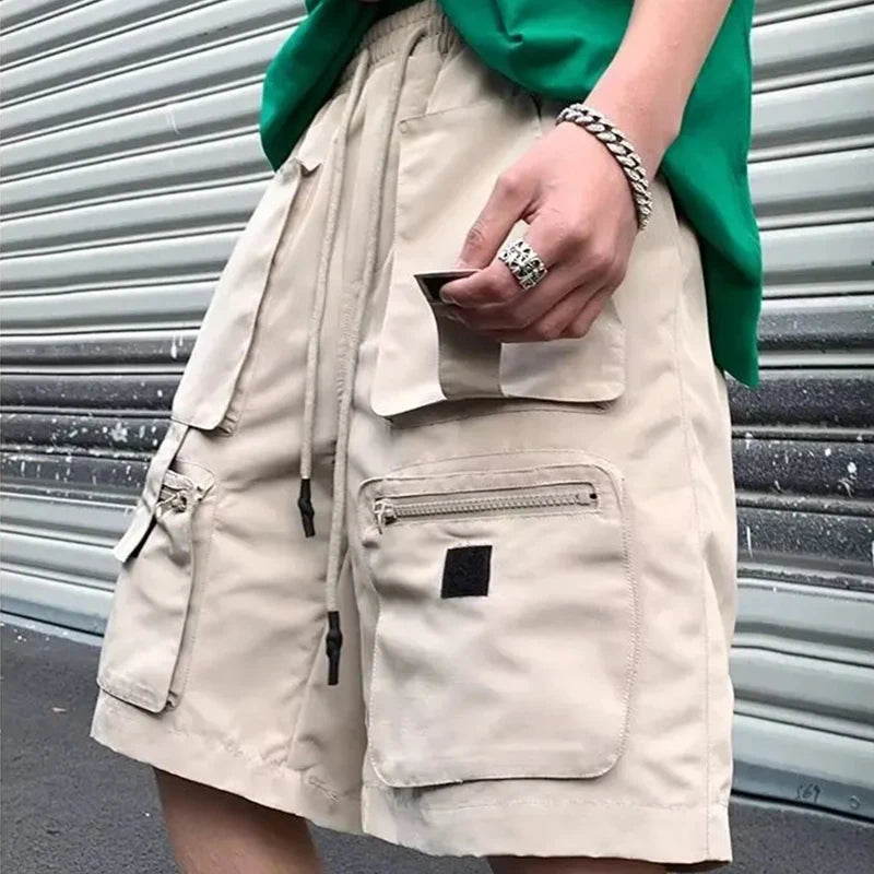 HOUZHOU Khaki Cargo-Shorts Männer Sommer Strand Lose Beiläufige Arbeit Hosen Männlichen Große Größe Schwarz Outdoor Shorts Hosen Atmungsaktiv