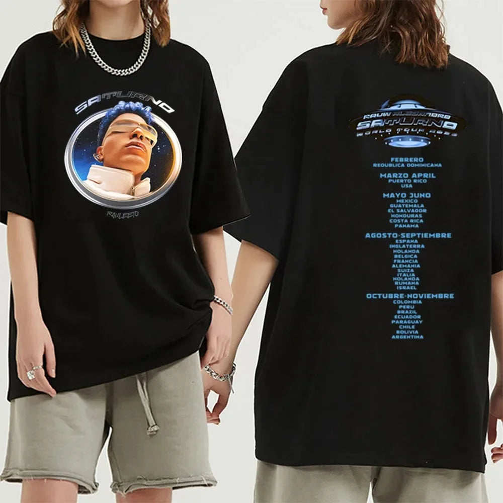 2024 sänger Rauw Alejandro Saturno Hemd Männer ICH Bin Kenough Kurzarm Tops Mode 90S Vintage T Frauen Baumwolle T-Shirts