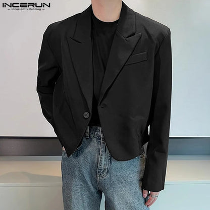 2023 männer Blazer Einfarbig Revers Langarm Eine Taste Koreanische Casual Anzüge Streetwear Fashion Männlichen Dünne Mäntel S-5XL INCERUN