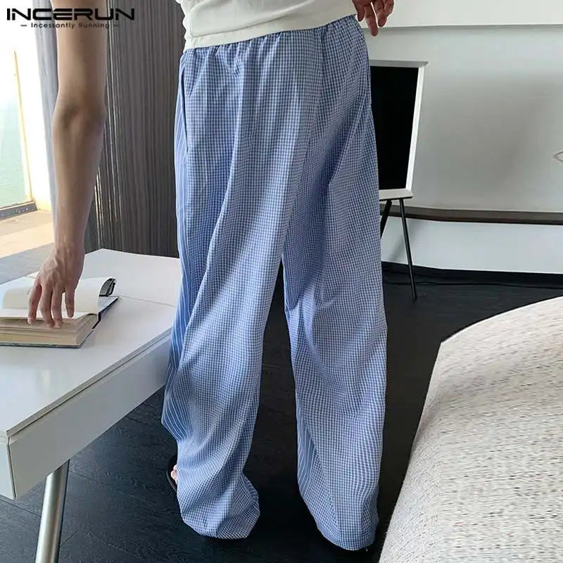 INCERUN 2024 Korean Style Trousers Men's Thin Vertical Stripe Design Long Pants Casual Streetwear Male Wide Leg Pantalons S-5XL