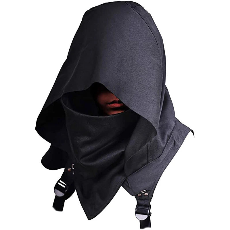 Kapuzenumhang Cape Kapuze für Erwachsene Cyberpunk Kostüme Heidnisches Accessoire Cosplay Mittelalter Assassinenhut Krieger Outfit und Alltagskleidung