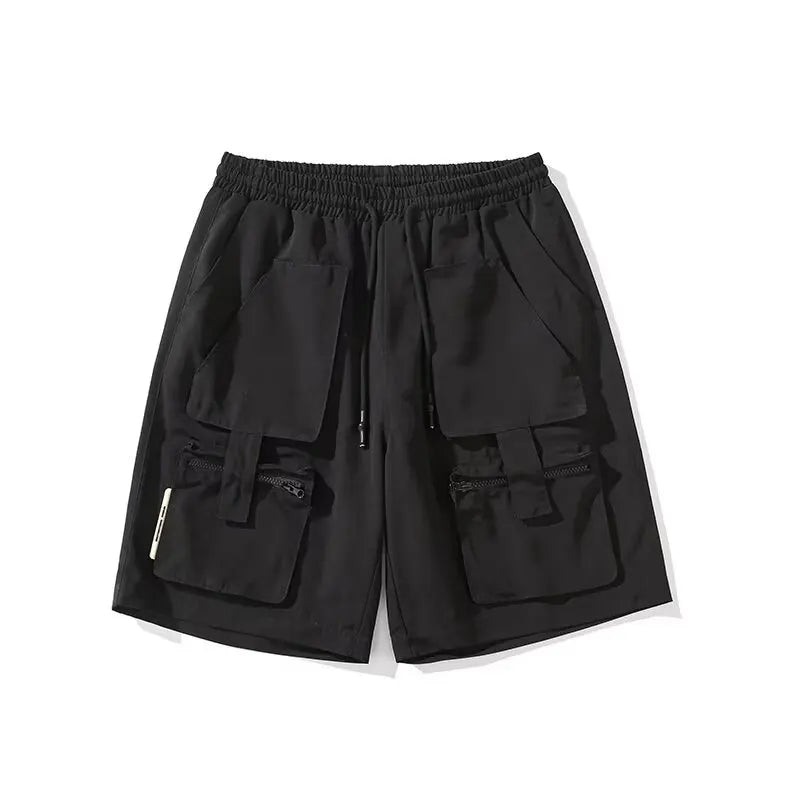 HOUZHOU Khaki Cargo Shorts Men Summer Beach Loose Casual Work Trousers Male Big Size Black Outdoor Shorts Pants Breathable