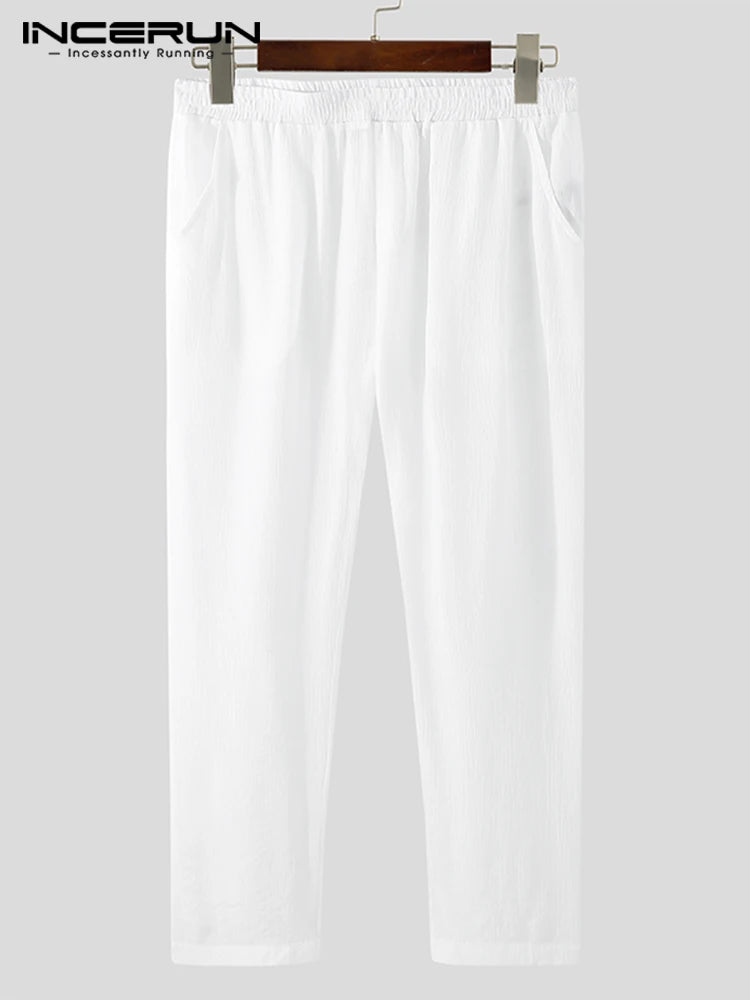 Pantalon de nuit pour hommes, couleur unie, vêtements d'intérieur, taille élastique, confortable, bas de sommeil fin, pantalon de loisirs transparent pour hommes, 2023, INCERUN 5XL