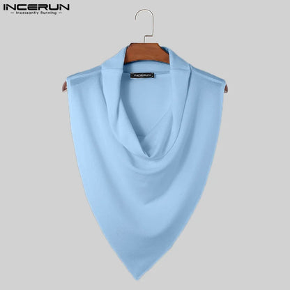 INCERUN Tops 2024 American Style New Men Fashion Texture Pile Up Collar Vests Casual Streetwear Solid Sleeveless Tank Tops S-5XL