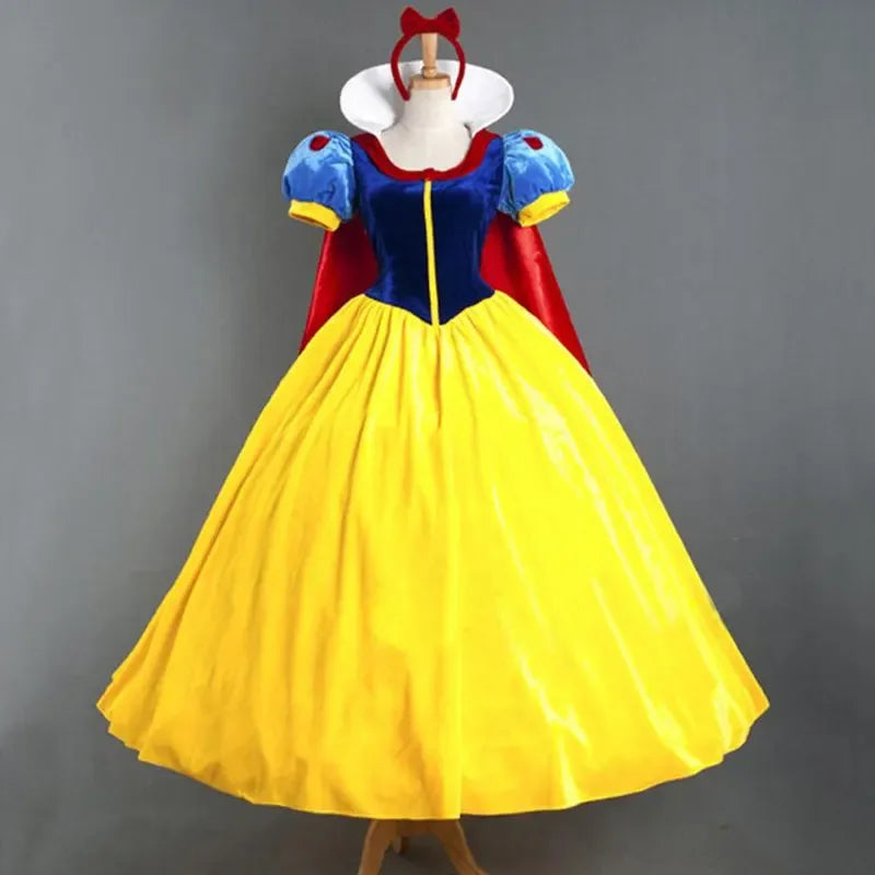 Costume de fête d'Halloween de princesse de dessin animé Blanche-Neige pour adulte, robe de grande taille pour fille, vêtements pour adultes