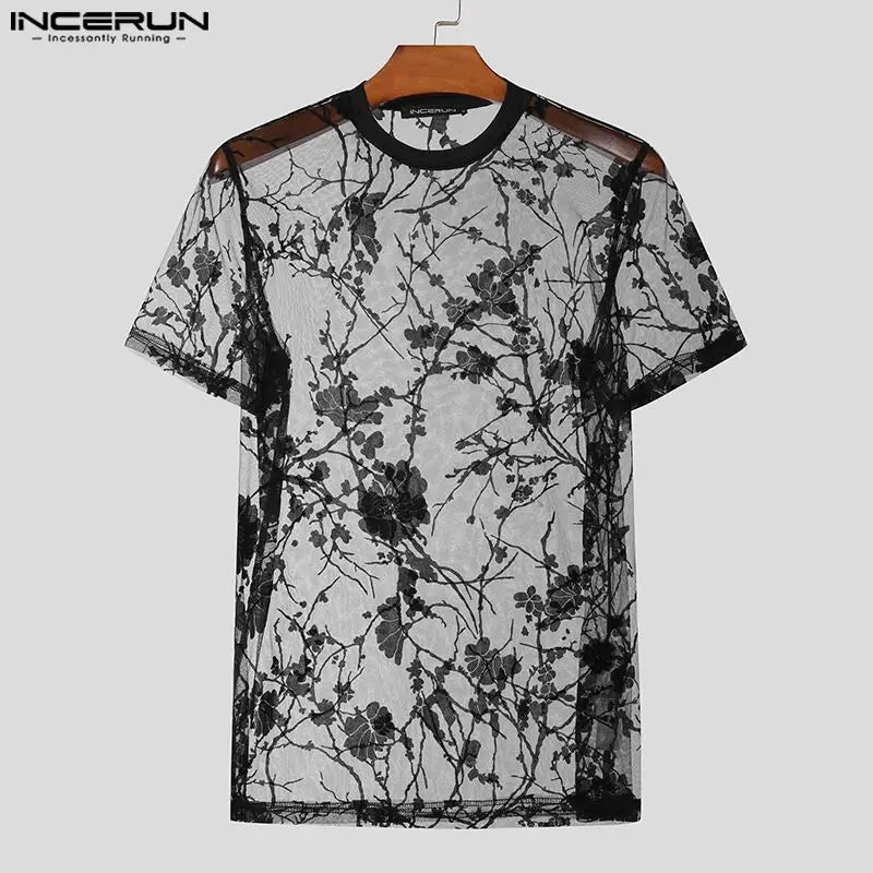 INCERUN Tops 2024 American Style Men's Sexy Personality Printing T-shirts Casual Streetwear O-neck Short Sleeved Camiseta S-5XL