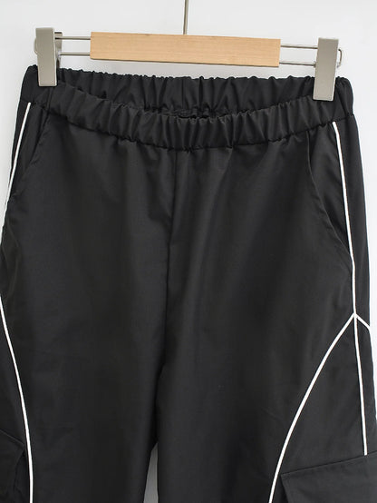 Pantalon de sport HOUZHOU pour homme, jogging, survêtement, pantalon cargo à jambe large, noir, streetwear, ample, décontracté, américain