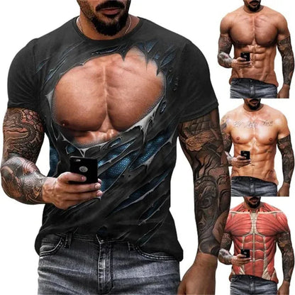 Neue Lustige Muscle 3D T Hemd Herrenmode Casual T-shirt Männer Frauen Rundhals Kurzarm Unisex Kinder T-shirt Kleidung