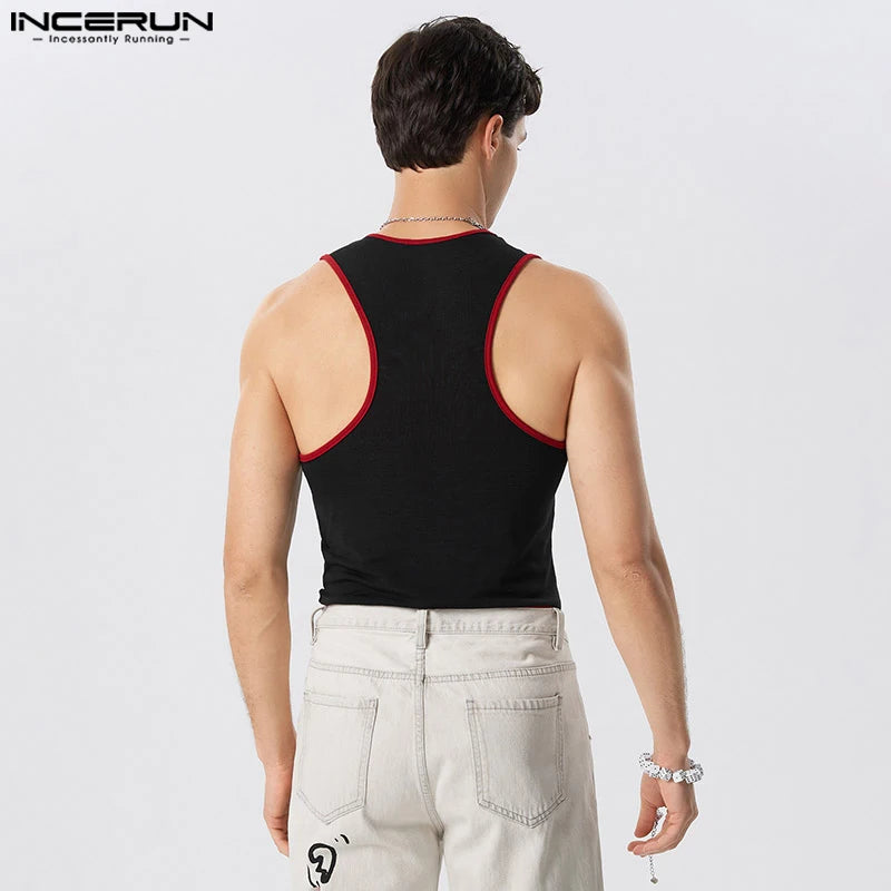 Stylish Party Hot Sale Tops INCERUN Men's Fashion Chest Love Pattern Waistcoat Casual Male Patchwork Sleeveless Vests S-5XL 2023