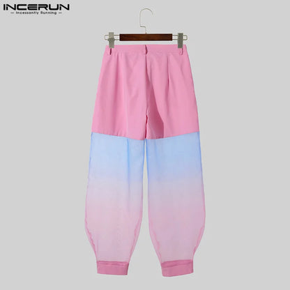 INCERUN 2024 Pantalon de style américain Nouveaux hommes Mode Faux deux pièces Tie Dye Pantalon Décontracté Streetwear Personnalité Pantalons S-5XL