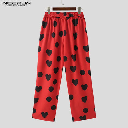 2024 Men Pants Printing Elastic Waist Loose Joggers Streetwear Casual Trousers Men Fashion Casual Male Long Pants S-5XL INCERUN