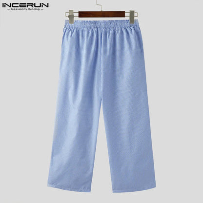 INCERUN 2024 Koreanische Stil Pantalons Herren Dünne Vertikale Streifen Design Lange Hosen Casual Clubwear Heißer Verkauf Breite Bein Hosen S-5XL