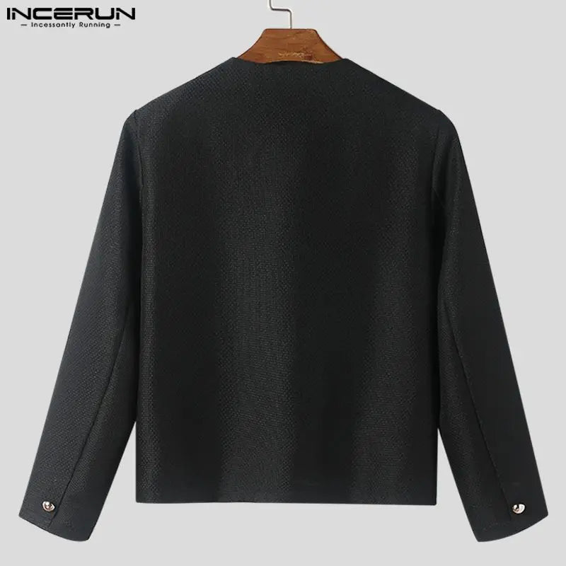 INCERUN Tops 2023 Amerikanischer Stil Neue Männer Modische Symmetrische Design Solide Blazer Casual Street Langarm Anzug Mäntel S-5XL