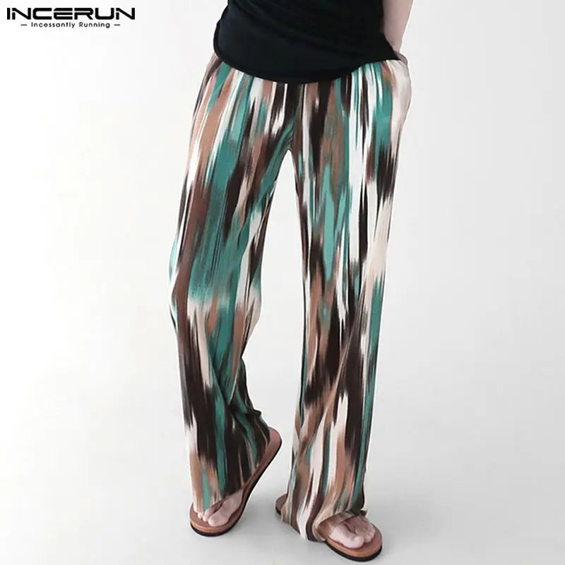 INCERUN 2023 Koreanische Stil Herrenhose Mode Schlaffe Pit Streifen Textur Schrittweise Pantalons Casual Streetwear Lange Hosen S-5XL