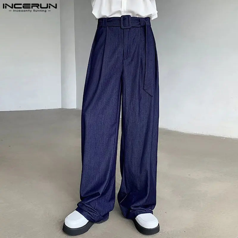 INCERNU 2024 Korean Style Trousers Men Solid All-match Long Pants Casual Well Fitting Male Simple Loose Wide Leg Pantalons S-5XL