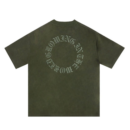 T-shirts d'été en daim à col rond avec broderie de lettres originales pour hommes et femmes, à manches courtes, streetwear, décontractés, surdimensionnés