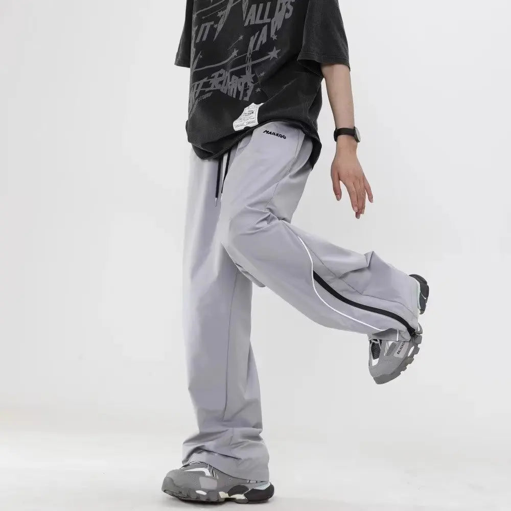 HOUZHOU Fallschirmsporthose Jogger Herren Koreanisch Übergroße Hose mit weitem Bein Männliche Sportbekleidung Lässige Lose Streetwear Hip Hop