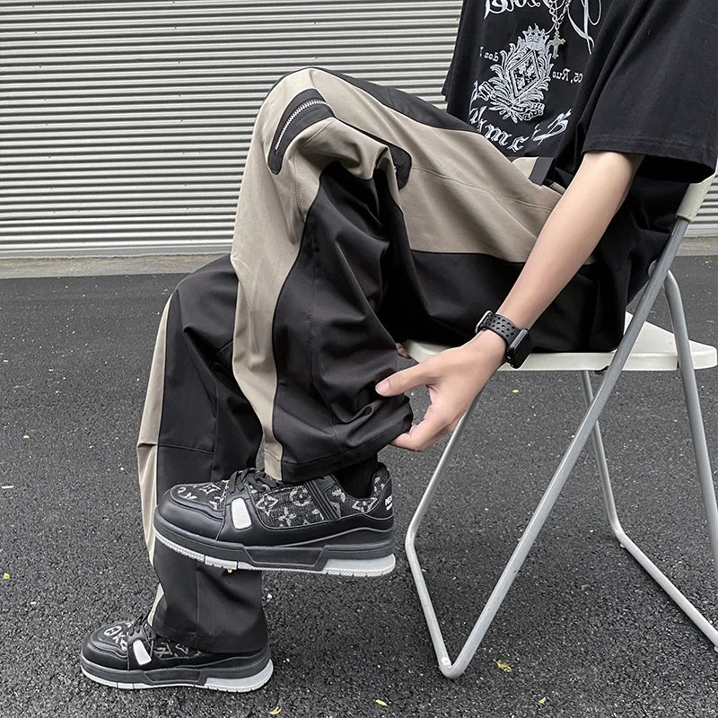 HOUZHOU Techwear Parachute Cargo Pants Men Patchwork Zipper Loose Casual Trousers Male Summer Streetwear Hip Hop Spliced 5XL