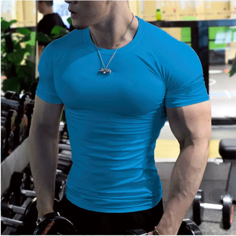 Herren T-Shirt Sommer Kurzarm Rundhals Kurzarm T-Shirt Fitness T-Shirt Fitnessshirt ...