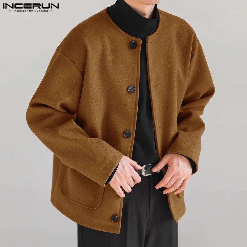 INCERUN Tops 2023 Style coréen Hommes Solide Bien Ajusté Vestes Automne Hiver Décontracté Streetwear Vestes À Manches Longues Manteaux S-5XL