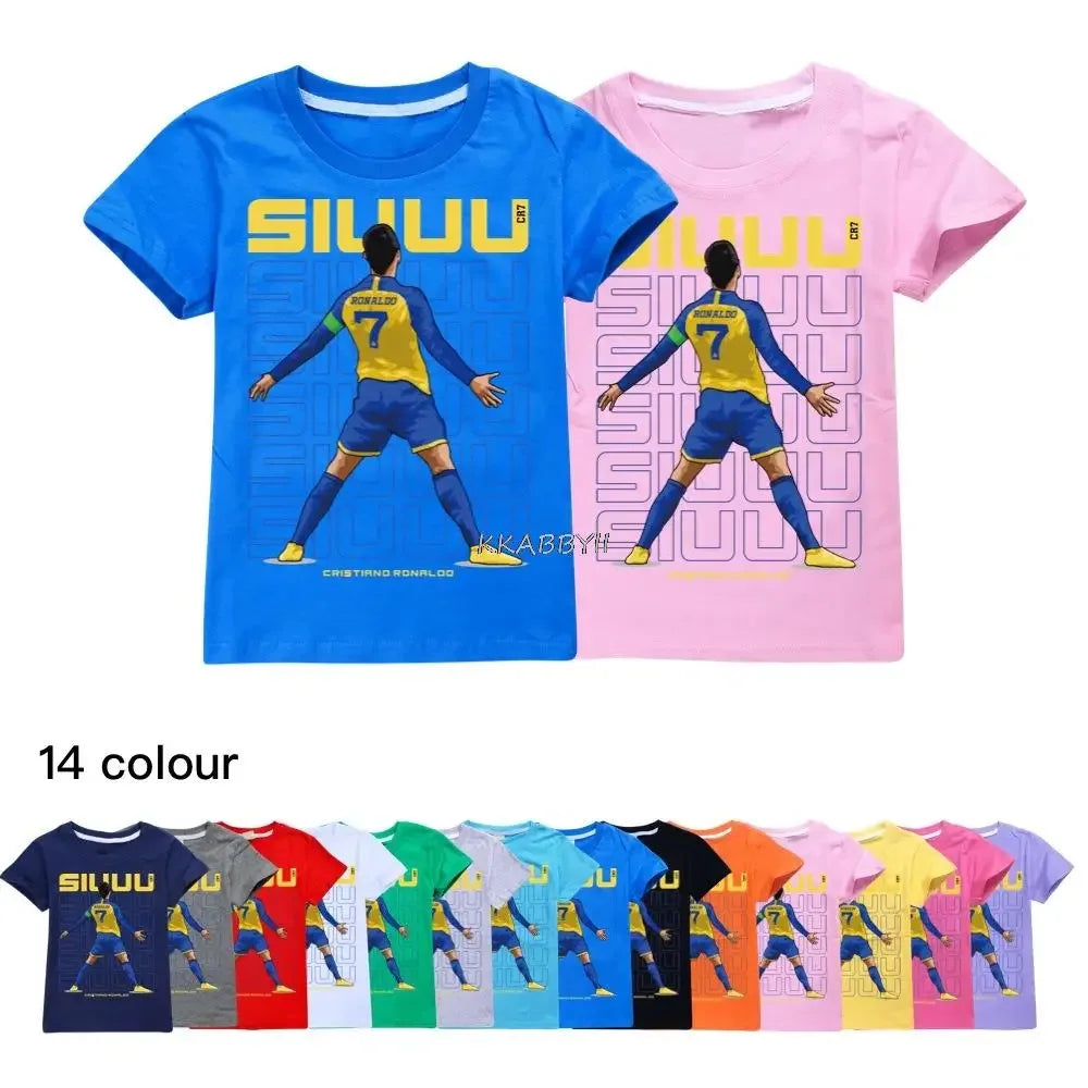 CR7 Baumwoll-T-Shirt für Teenager, T-Shirt für Kleinkinder, Jungen, Oberteile für Mädchen, Schulkinderkleidung