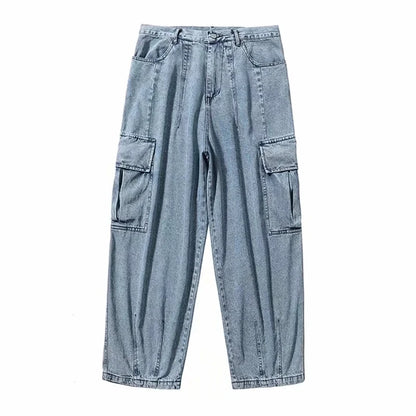 HOUZHOU Baggy-Jeans-Hose für Männer, Jeanshose, schwarze Hose mit weitem Bein, Jeans für Herren, Übergröße, Cargo, koreanische Streetwear, Hip Hop, Harajuku