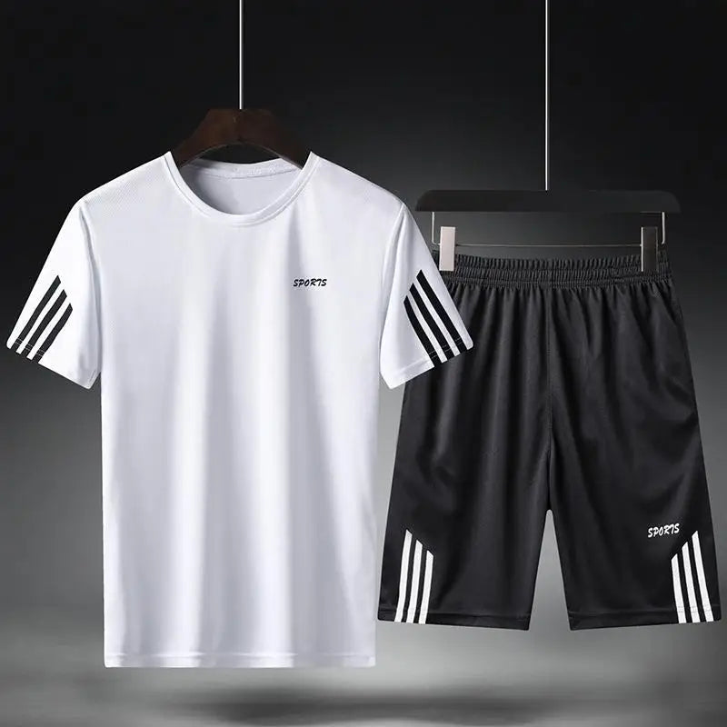 Combinaison de sport respirante d'été pour hommes, short à manches courtes, t-shirt ample à séchage rapide, pantalon court, combinaison de course décontractée