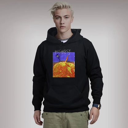 Retro Streetwear Cactus Jack Highest Letter Foam Black Fleece Hoodies Men and Women Hip Hop Oversized Casual Hooded Sweatshirts