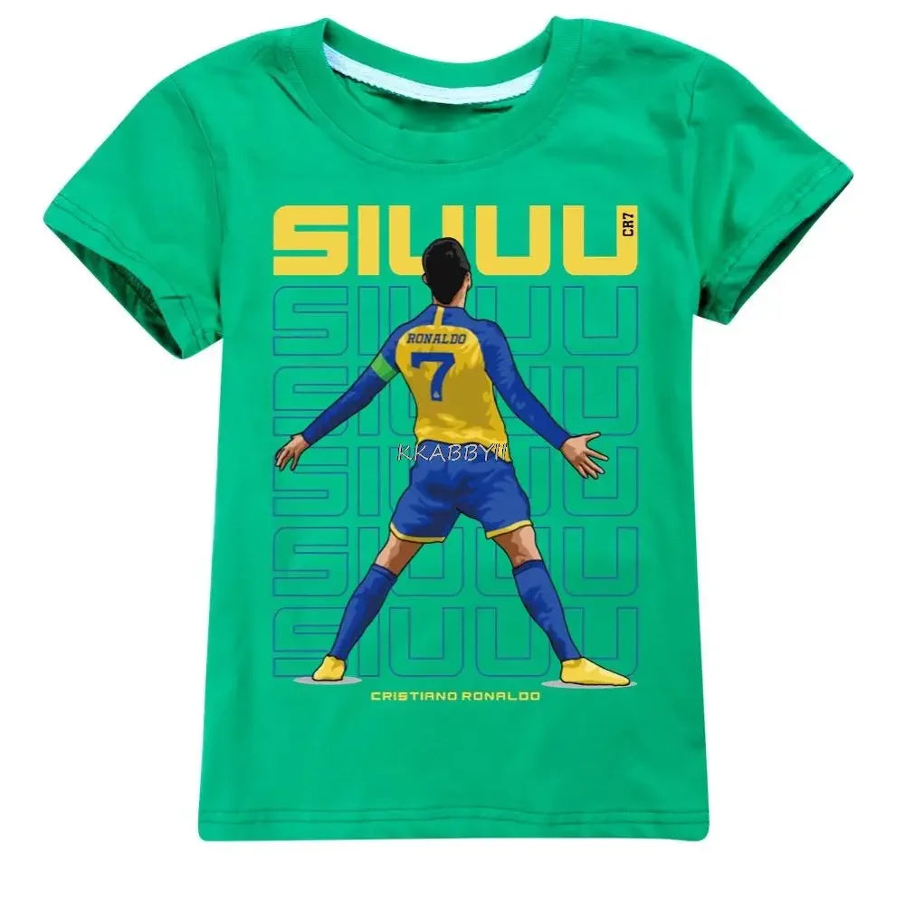 CR7 Baumwoll-T-Shirt für Teenager, T-Shirt für Kleinkinder, Jungen, Oberteile für Mädchen, Schulkinderkleidung