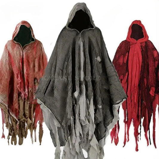 Costume unisexe d'Halloween fantôme détraqueurs Cosplay gothique horreur zombie en lambeaux capes à capuche accessoires de fête du jour des morts capes