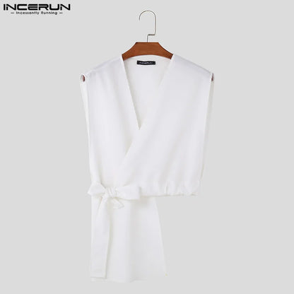 Casual Simple Style Tops INCERUN 2024 New Men Solid Asymmetric Design Vests Fashion Streetwear Loose Sleeveless Tank Tops S-5XL