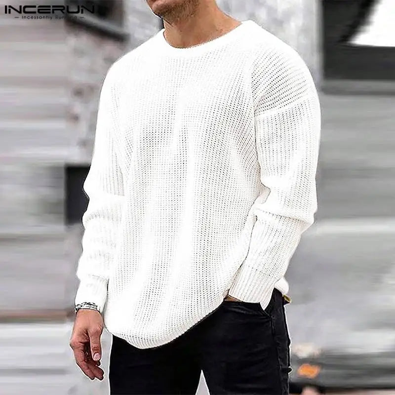 2023 Men T Shirts Solid Color O-neck Long Sleeve Hollow Out Men Clothing Streetwear Loose Sexy Fashion Casual Camisetas INCERUN