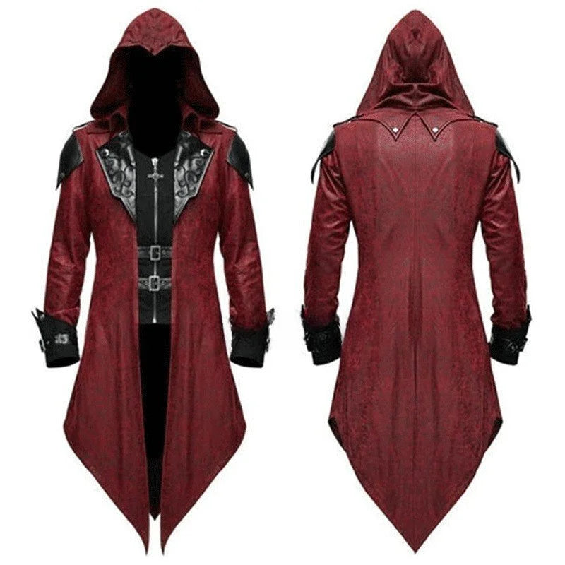 Veste à capuche pour homme médiéval, costume d'Halloween, cosplay, 2 couleurs, Assassin, Edward, Assassins Creed