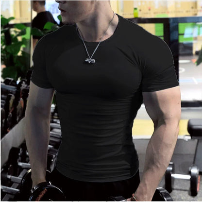 Herren T-Shirt Sommer Kurzarm Rundhals Kurzarm T-Shirt Fitness T-Shirt Fitnessshirt ...