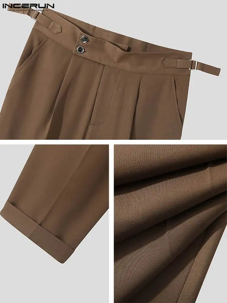 INCERUN 2023 Koreanische Stil männer Hosen Hohe Taille Business Pantalons Casual Streetwear Männlichen Solide Alle-spiel Dünne Hose S-5XL