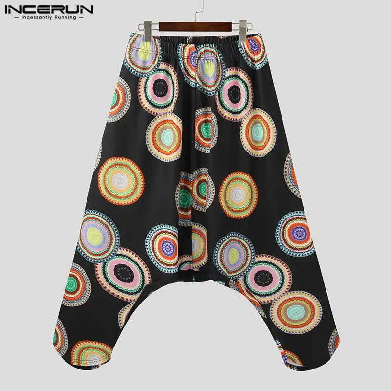 INCERUN 2023 Herrenhose im amerikanischen Stil, modisch, gestrickt, bunte Pantalons, lässige Streetwear, Tracery Print Harlan-Hosen, S-5XL