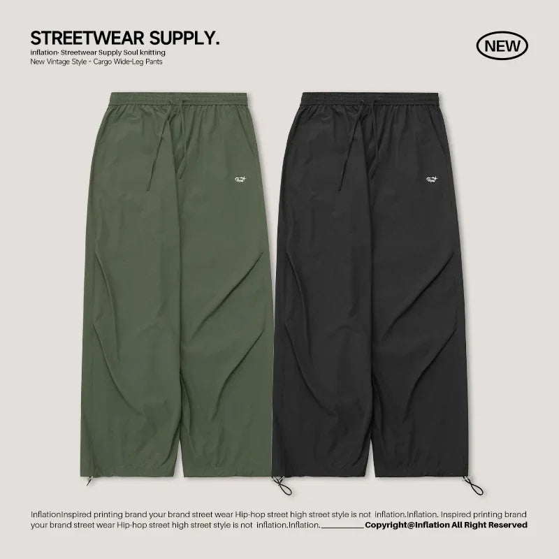 HOUZHOU Parachute Wide Leg Pants Men Baggy Trousers Male Joggers Sweatpants Oversized Loose Casual Sports Streetwear Hip Hop