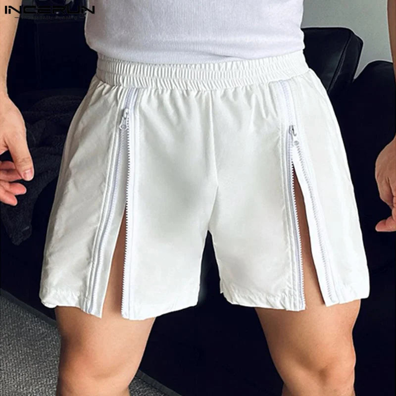 INCERUN 2024 Koreanische Stil Shorts Herren Sommer Leichte Zipper Design Shorts Männlichen Freizeit Streetwear Stadt Spaziergang Gym Shorts S-5XL