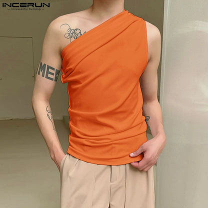 INCERUN Tops 2024 Korean Style Fashion Men Deconstruction Design Vests Summer Casual Streetwear Solid Sleeveless Tank Tops S-5XL