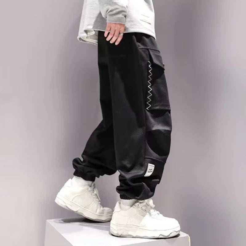 HOUZHOU Pantalon cargo coréen pour hommes, streetwear japonais, pantalon de survêtement surdimensionné, jogging décontracté Harajuku, pantalon tendance Kpop Hip Hop