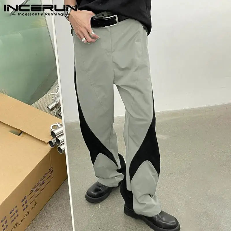 INCERUN 2024 Korean Style Pantalons Men's Deconstructive Splicing Design Long Pant Casual Well Fitting Male Solid Trousers S-5XL