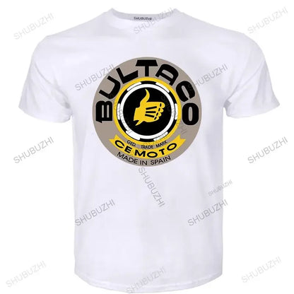 Streetwear Classic Men's Summer High Quality T Shirt Bultaco Cemoto Motorcycles Print Tee Unisex Fashion Crew Neck T-shirt Black