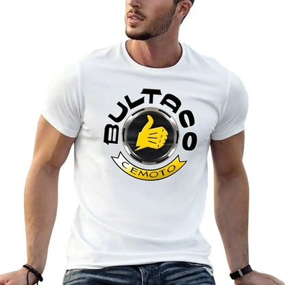 Streetwear Klassisches Herren Sommer Hochwertiges T-Shirt Bultaco Cemoto Motorräder Print T-Shirt Unisex Fashion Rundhals T-Shirt Schwarz