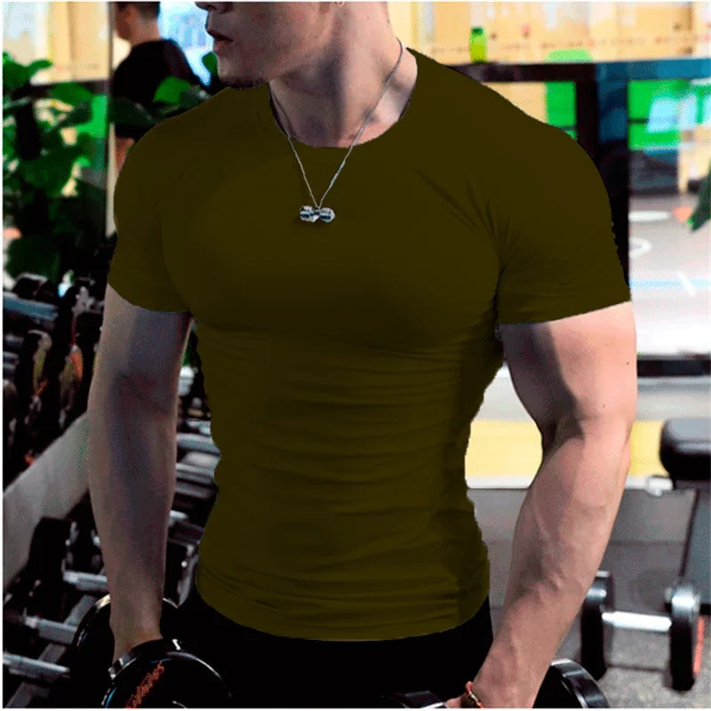 Herren T-Shirt Sommer Kurzarm Rundhals Kurzarm T-Shirt Fitness T-Shirt Fitnessshirt ...