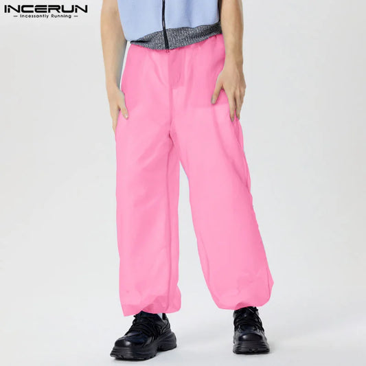 INCERUN 2024 American Style Trousers Men's Stylish See-through Mesh Long Pant Casual Clubwear Hot Sale Sexy Thin Pantalons S-5XL