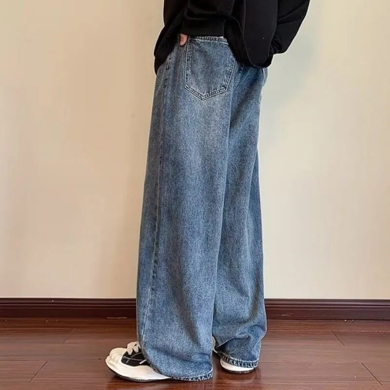 HOUZHOU Baggy Jeans Men Y2K Oversize High Waist Denim Pants Male Streetwear 90S Wide Leg Trousers Hip Hop Japanese Casual