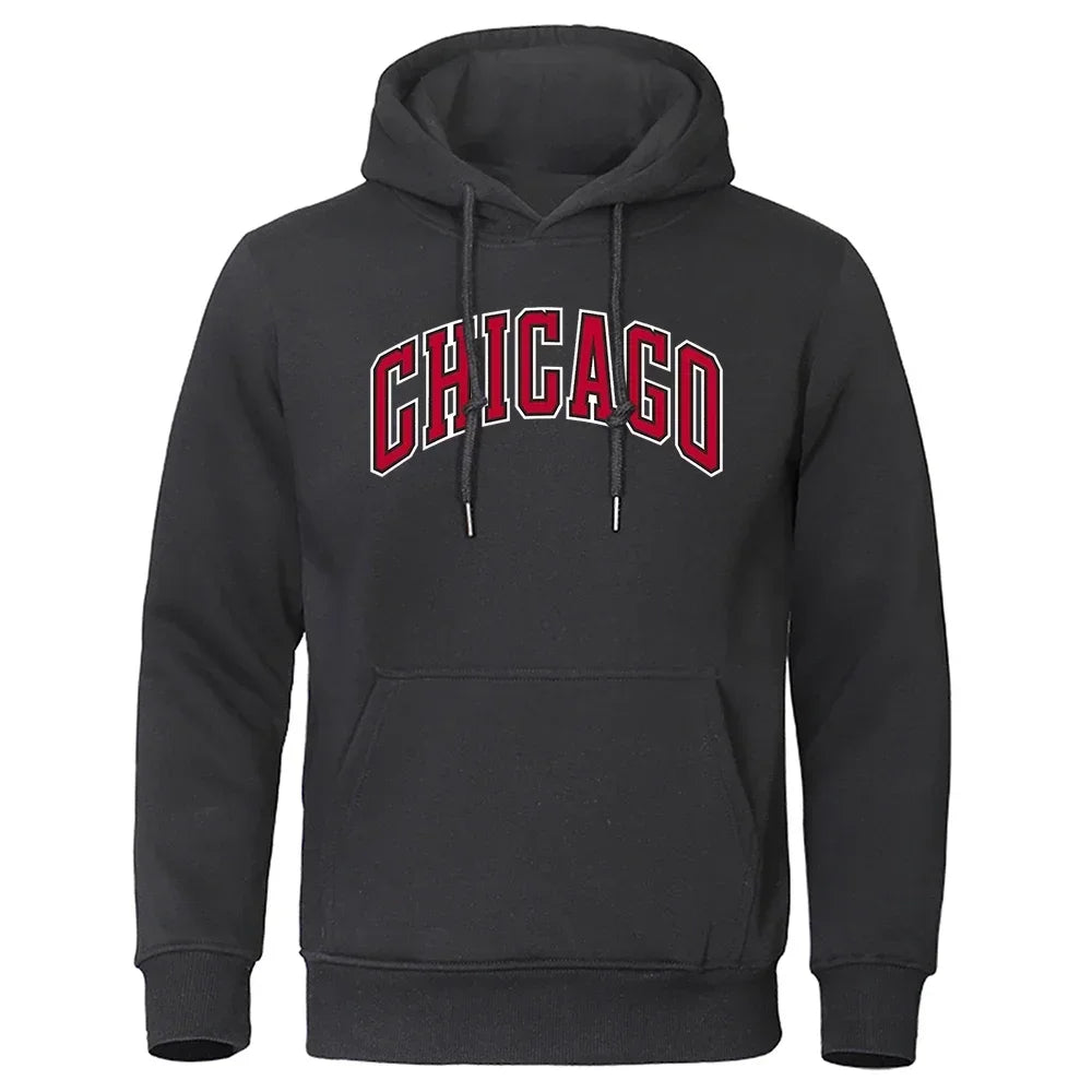 Chicago Basketball Uniform Street Printed Hoodie Herren Persönlichkeit Lose Kleidung Tasche Pullover Mit Kapuze Weicher Bequemer Hoody