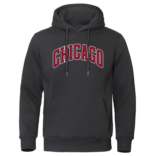 Sweat à capuche imprimé de rue pour homme, uniforme de basket-ball de Chicago, vêtements amples, pull à poche, sweat à capuche doux et confortable