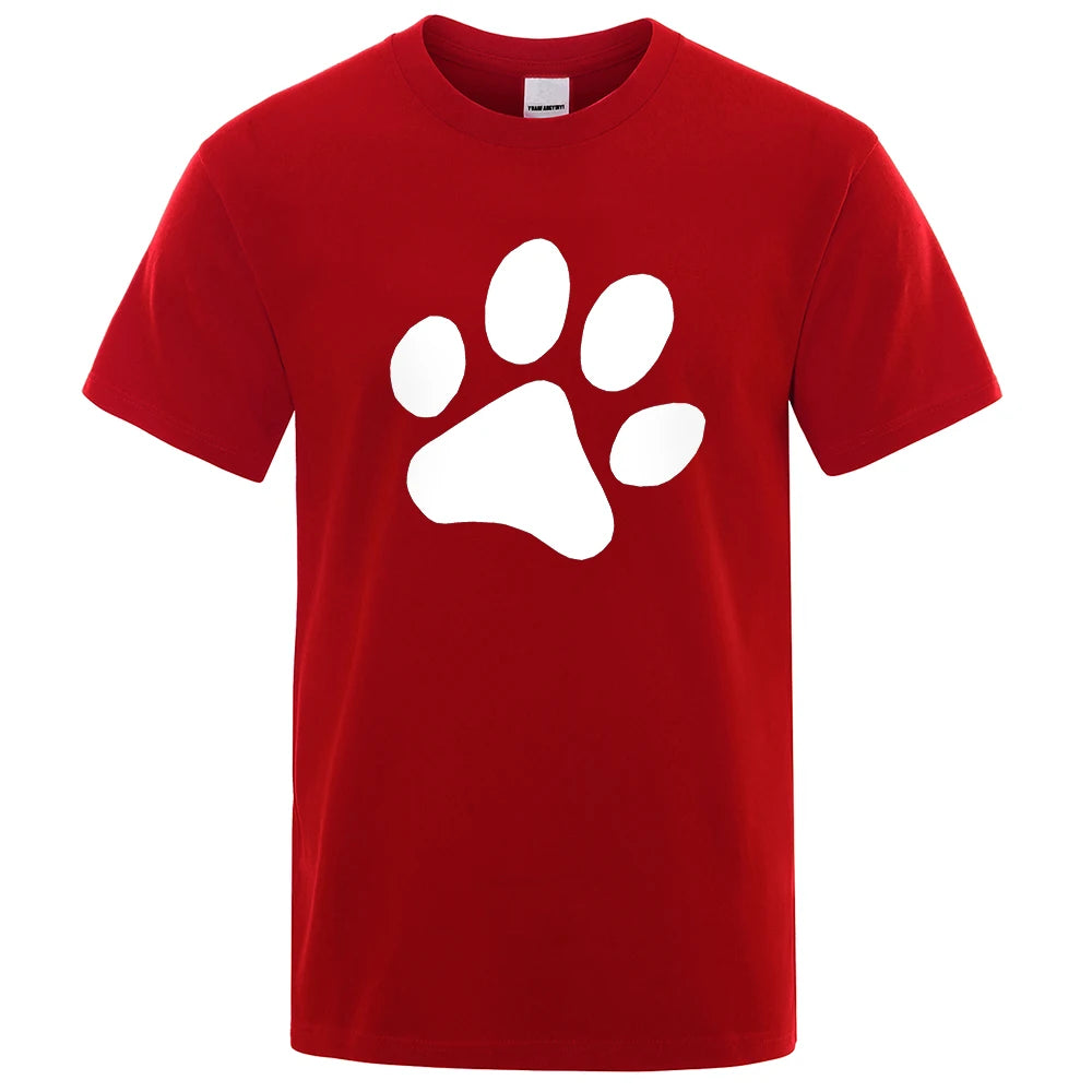 White Puppy Paw Print Man's T Shirts Comfy Crewneck Breathable Clothing Vintage Casual Men T-Shirts Oversize Vintage Tshirts